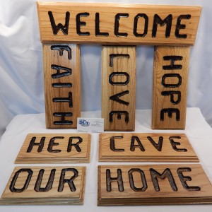 display of hardwood signs