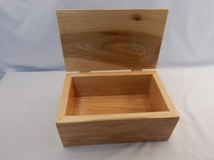 Hickory hardwood box with lid open