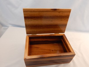 Tigerwood hardwood box with lid open